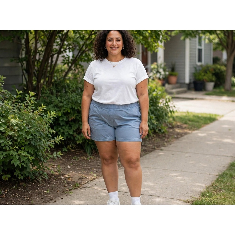 Pistola Woman' Pull On With Elastic Waist Shorts Size Plus 2X  Stretch Blue Gray